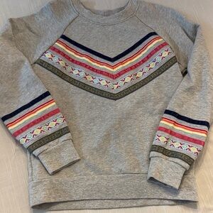 Hanna Andersson Gray Ribbon Sweatshirt with Colorful Stripes Girls size 120 6/7